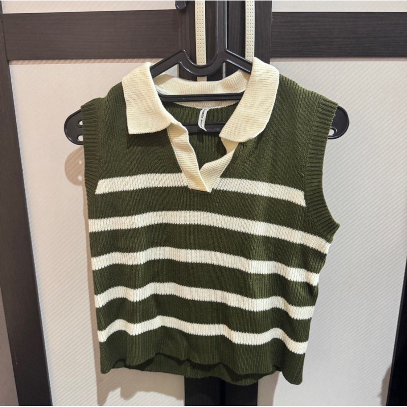 Colorbox Stripe Knit Polo Vest Olive