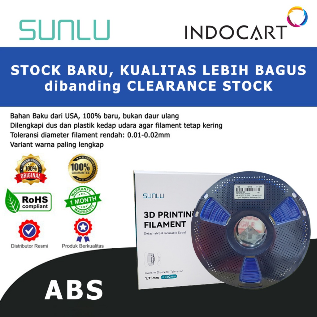 3D Printer Filament SUNLU ABS Less Warping and Ideal For Creating Prototypes 1.75mm 1Kg