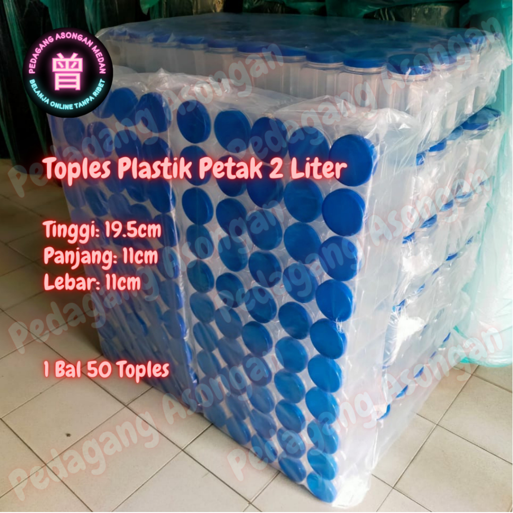 Toples Plastik 2 Liter Toples Ikan Cupang Toples Kue Kering 1 Bal 50 Topels [Khusus Kurir Instant]