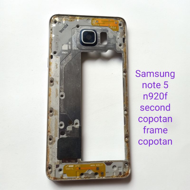Bazel tulang tengah Samsung galaxy note 5 N9208 N929f Silver bekas Copotan