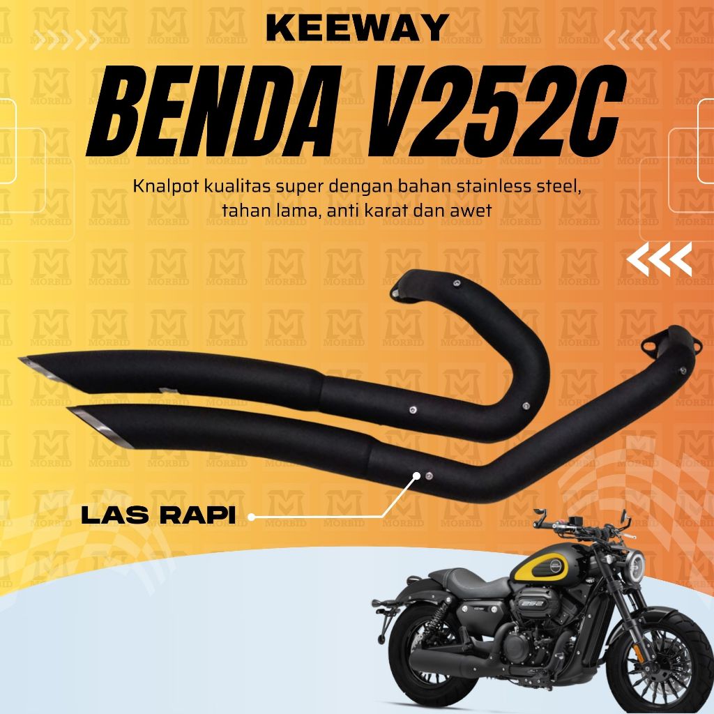 Knalpot Keeway Benda V252C / Benda V252C / Benelli Keeway V252C Stainless Steel Antikarat