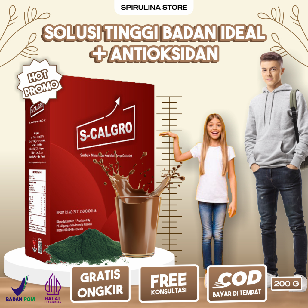 

Minuman Nutrisi Untuk Meningkatkan Tinggi Badan S-CALGRO Sumber Kalsium + Antioksidan Spirulina
