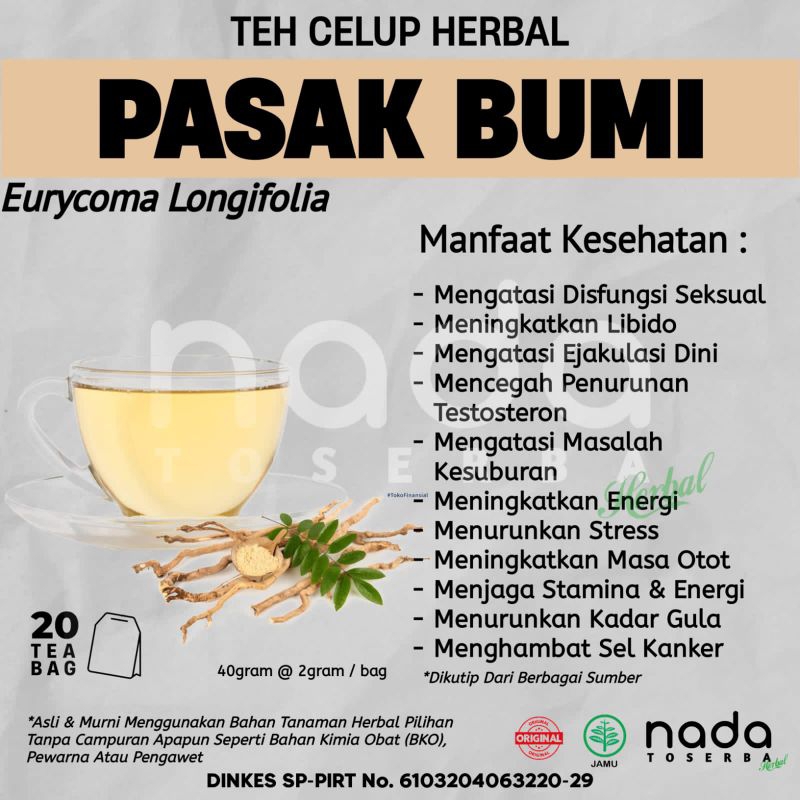 

Teh Celup Herbal PASAK BUMI Isi 20 Tea Bag | Eurycoma Longifolia