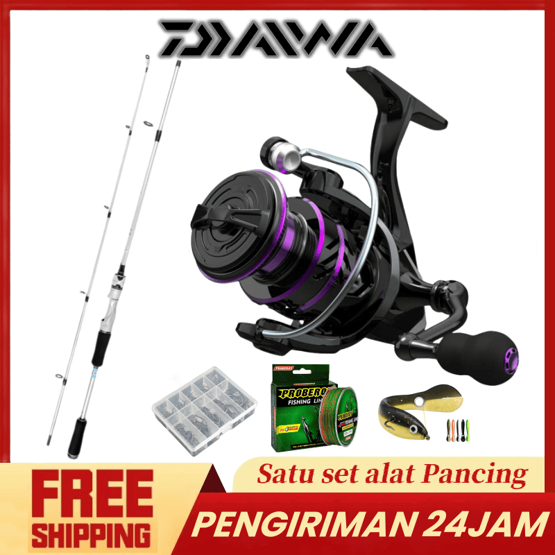 Reel Pancing Anti Karat Joran Pancing Set 165cm—270cm Daiwa Joran Set 5.2:1 Reel Pancing Full Set