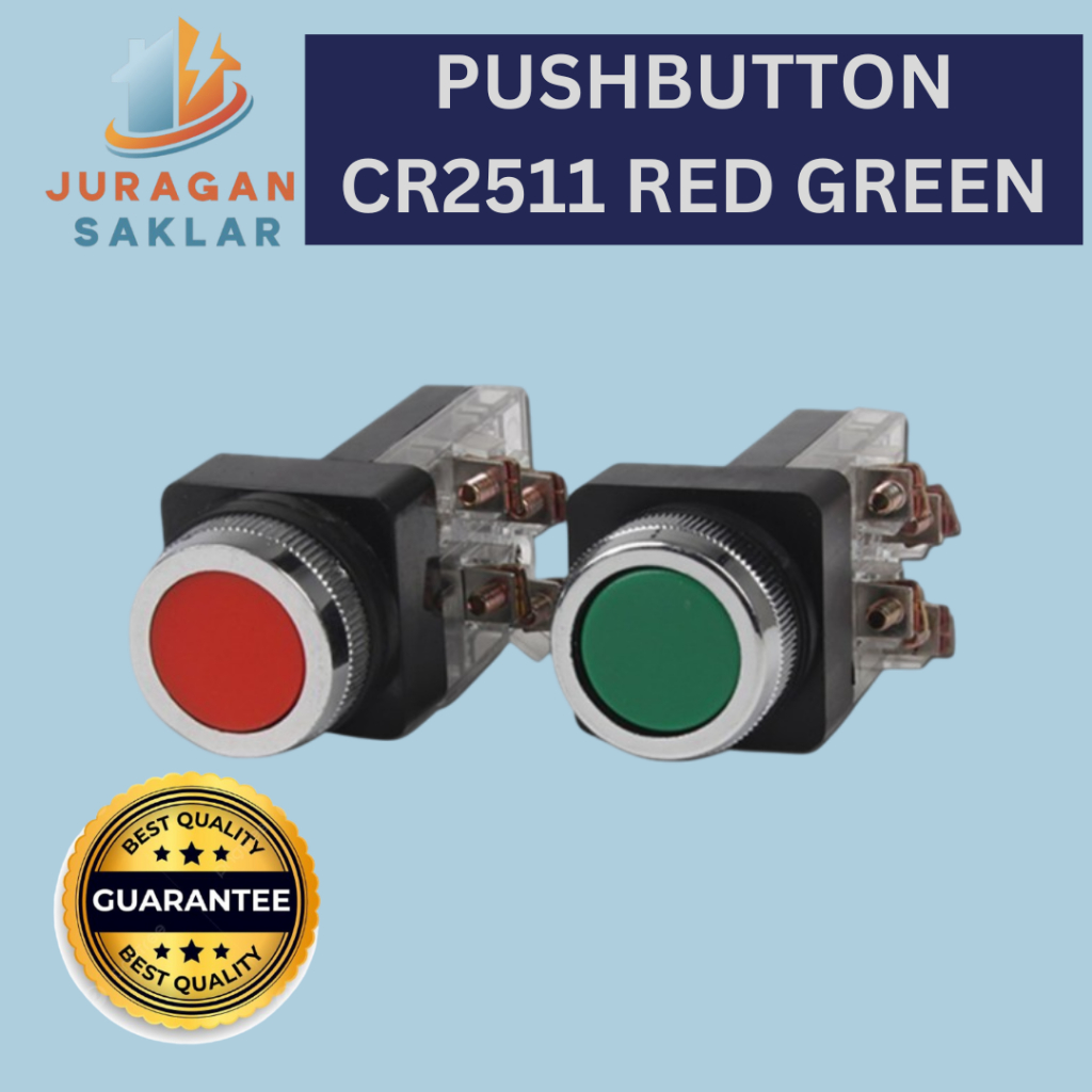 Push Button Pushbutton Merah Hijau 25 mm 4 kaki ON OFF NO NC