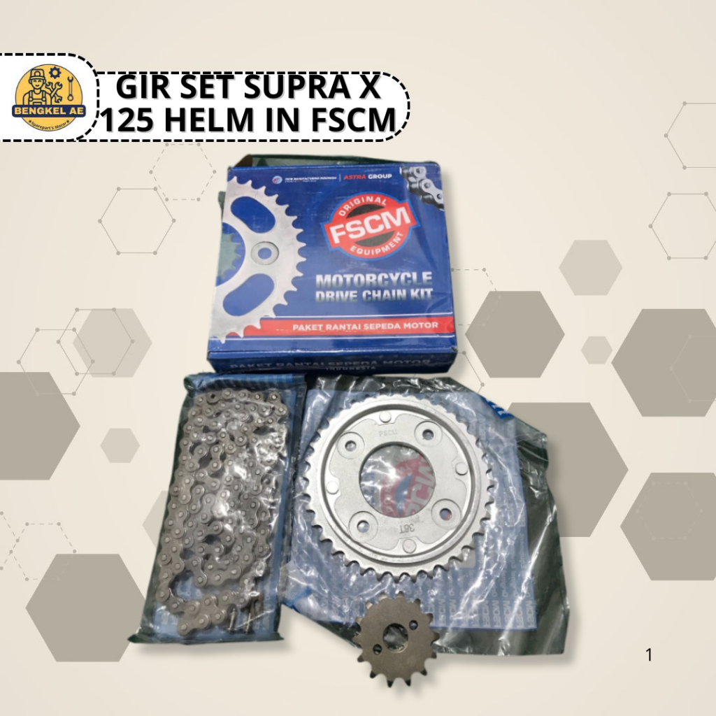 Gir Set Supra X 125 Helm In || Gear Set Rantai Motor FSCM Supra X 125 Helm in Astra Otopart Group