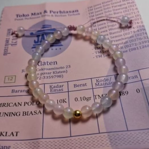 Gelang Tali Batu Warna Dior 0,1gram Semar Jawa