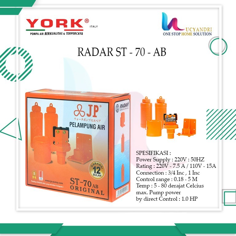 Otomatis Pelampung / Otomatis Tandon Radar  YORK ST 70 AB - JP