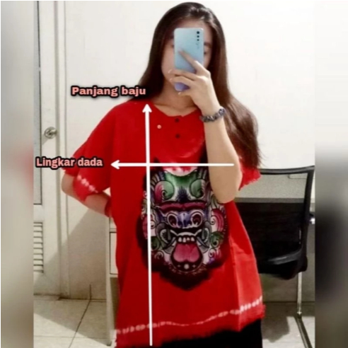 Kaos Barong Polos Jumbo Baju Barong Pria & Wanita Kaos Rayon Tebal Baju Bali Merah