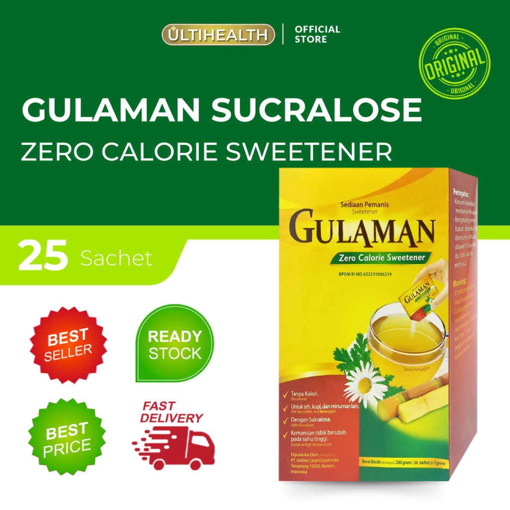 

GULAMAN SUCRALOSE ZERO CALORIE SWEETENER 1 BOX ISI 25 SACHET