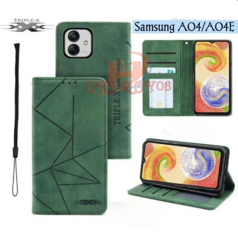 Flip Magnet Casing Samsung A04 / Samsung A04e  - Casing Flip Cover Wallet Sarung Hp - Casing Dompet 