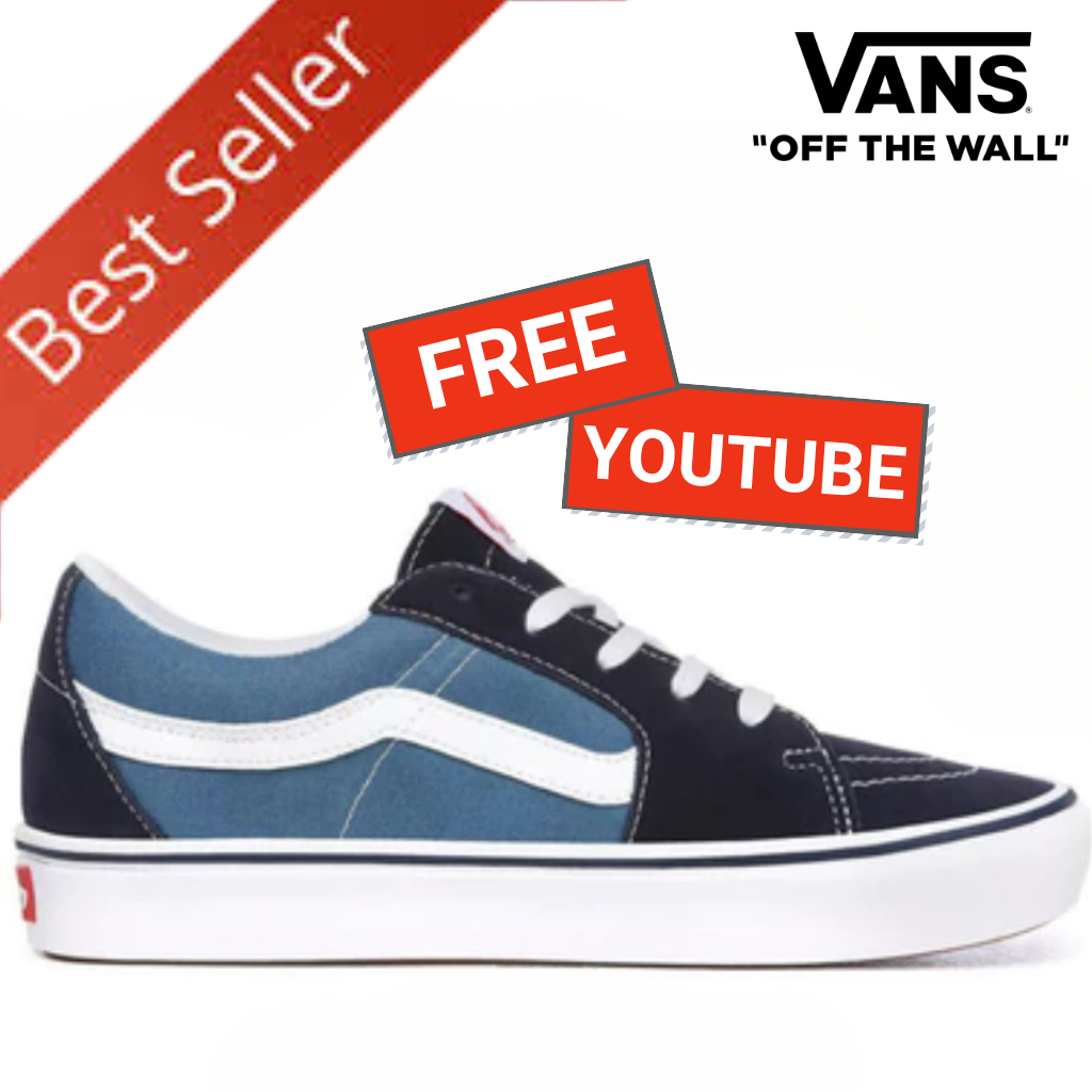COD Sepatu Sk8 Low Navy White / Sneakers SK8 Hi Navy Putih Pendek