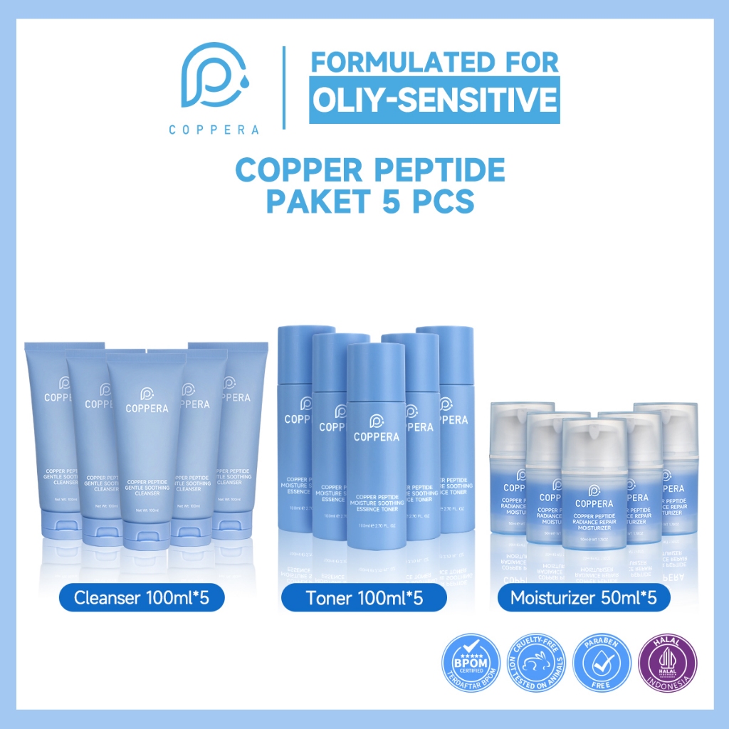 COPPERA Copper Peptide Series 5pcs set Moisturizer/Sooting Cleanse/Essence Toner  Moisturizing Sooth