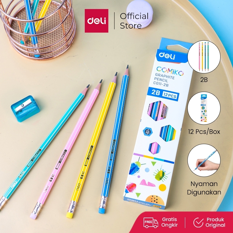 

Deli Pencil / Pensil 2B Hexagonal 12pcs EC011-2B