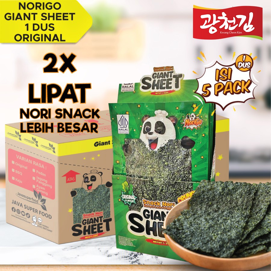 

[1 DUS ISI 5 PACK] Norigo / Snack Nori Giant Sheet / Snack Rumput Laut