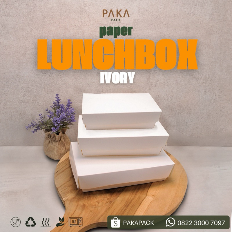 PAPER LUNCH BOX IVORY / KOTAK MAKAN KERTAS IVORY (SELIP) 310 gsm