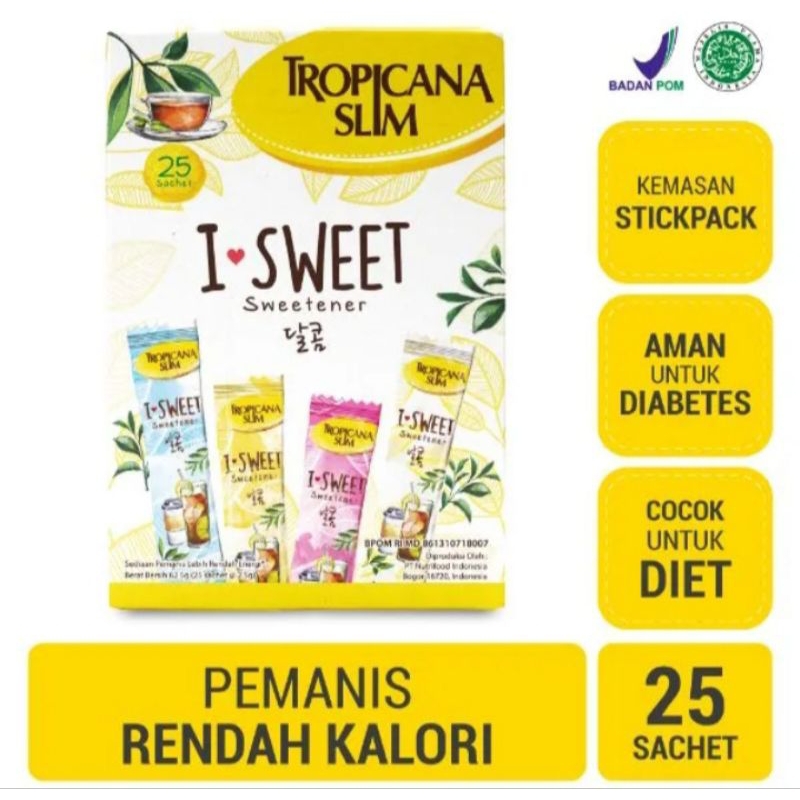 

Tropicana Slim Sweetener I-Sweet 25 sachet - Pemanis untuk Bantu Batasi Gula