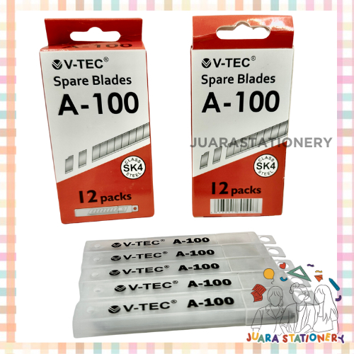 

(3044) JUARASTATIONERY Refill Cutter Kecil V-TEC A-100 isi 5 pcs - Blade Refill Pisau Pemotong A100