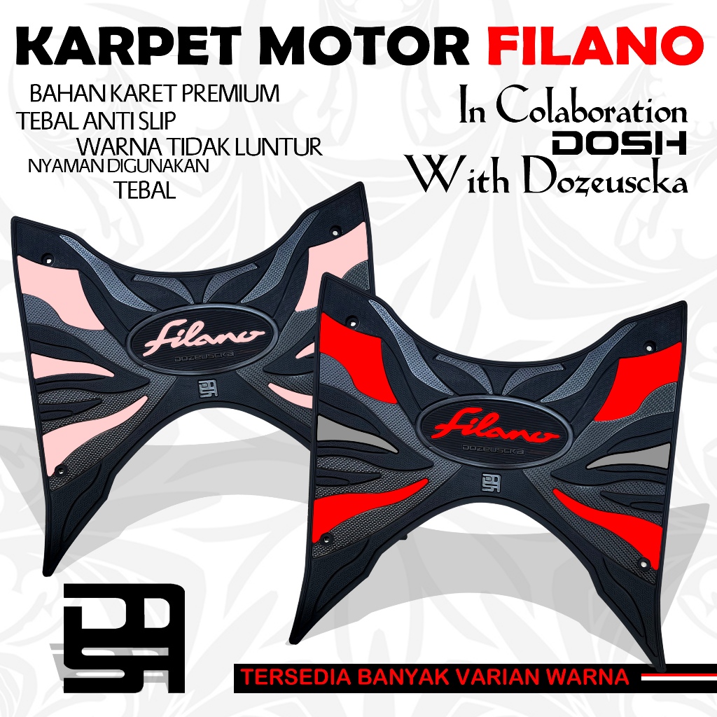DOZEUSCKA Karpet Motor Yamaha Filano Warna Twotone Red Dan Pink Pastel