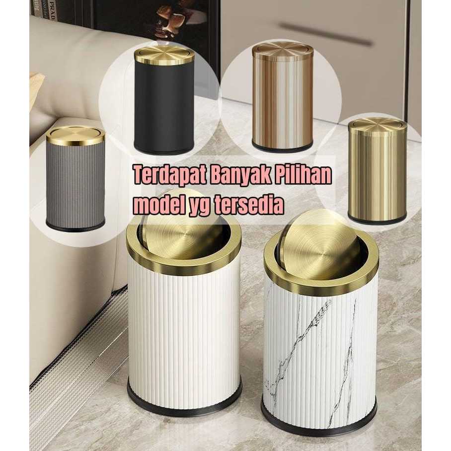 Tong Sampah Gold SS304 / Rubbish Can marble /Tempat Sampah Kamar Mandi Gold,Hitam Gold