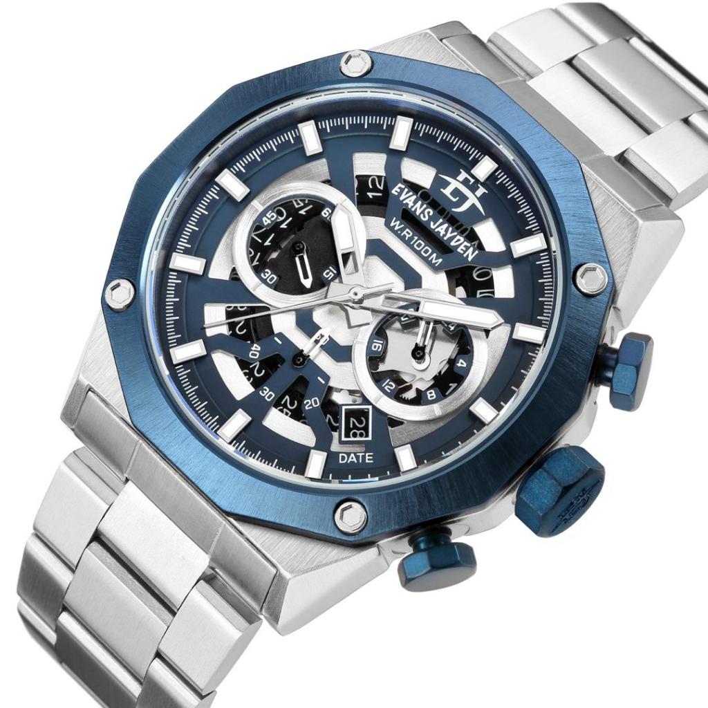 Big Sale  Jam Tangan Pria Evans Jayden 9583 Stainless Stell Kaca Sapphire Water Resistant 5ATM