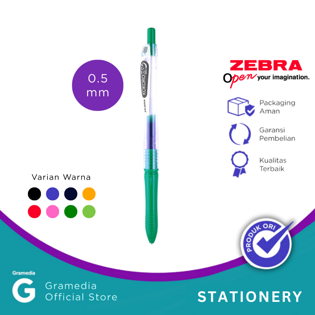 

Zebra - Pulpen Kokoro Gel 0.5 Mm Warna Hijau