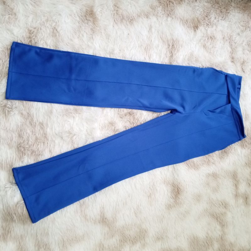 Celana Scuba Premium Tebal Warna Cerah Biru Elektrik (Preloved)