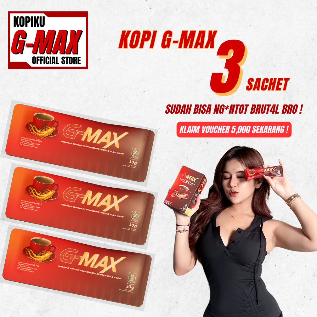 

G-MAX - Kopi Ginseng - Eceran 3 sachet - Rasa Gula Aren Asli - Kopinya para Laki