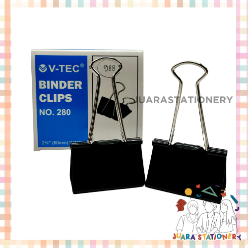 

(988) JUARASTATIONERY Binder Clip No. 280 V-TEC (SATUAN) - Penjepit Kertas/Binder Klip