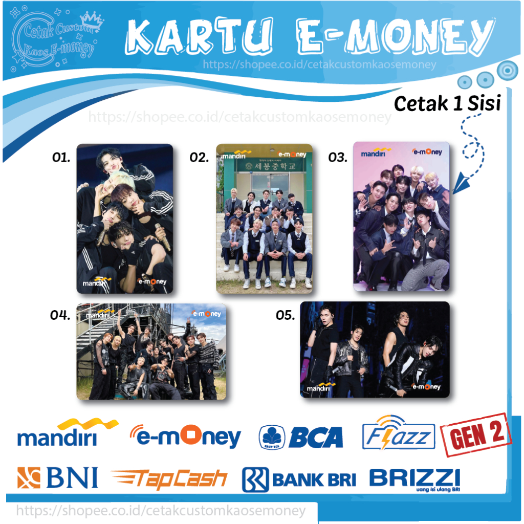 KARTU E MONEY E TOLL GAMBAR KPOP SEVENTEEN EMONEY MANDIRI BCA BNI BRI - 1 SISI