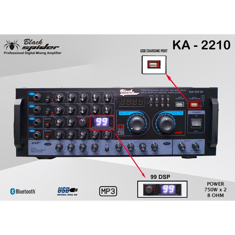 BLACK SPIDER KA 2210 NEW DSP BLACKSPIDER AMPLIFIER BLACK SPIDER AMPLI KA2210 ampli blackspider proce