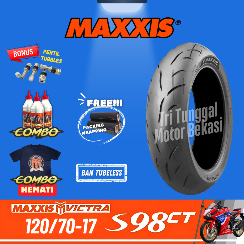 [READY COD] BAN MAXXIS RING 17 VICTRA 98 CT TUBELESS 120/70-17 / BAN MOTOR RING 17 MAXXIS / BAN MAXX
