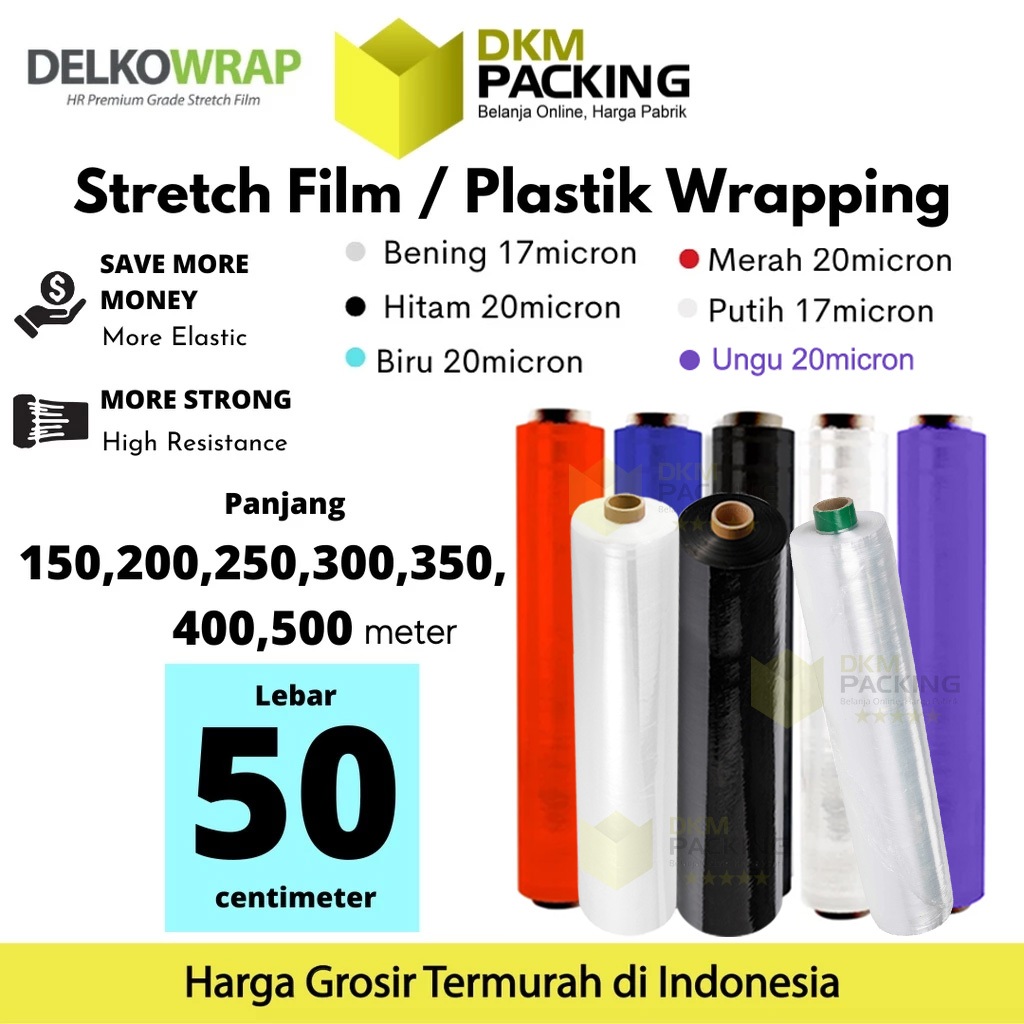 

Plastic Wrap 50cm Stretch Film Plastik Wrapping DELKO WRAP PREMIUM TERMURAH SATUAN