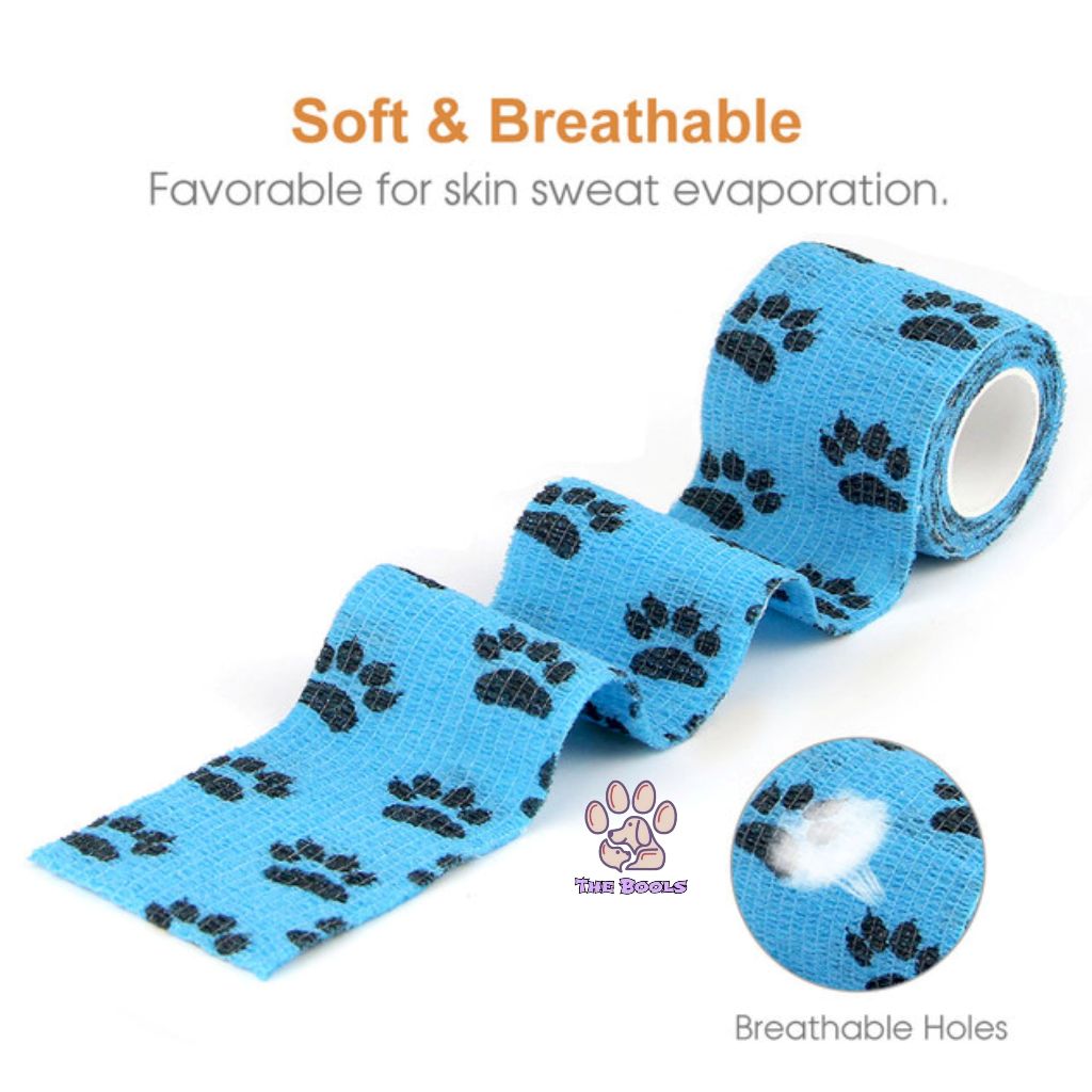 (The Bool's) Perban Hewan Peliharaan Pet Elastic Bandage Anti Dirty Elastis Berperekat Untuk Kucing 