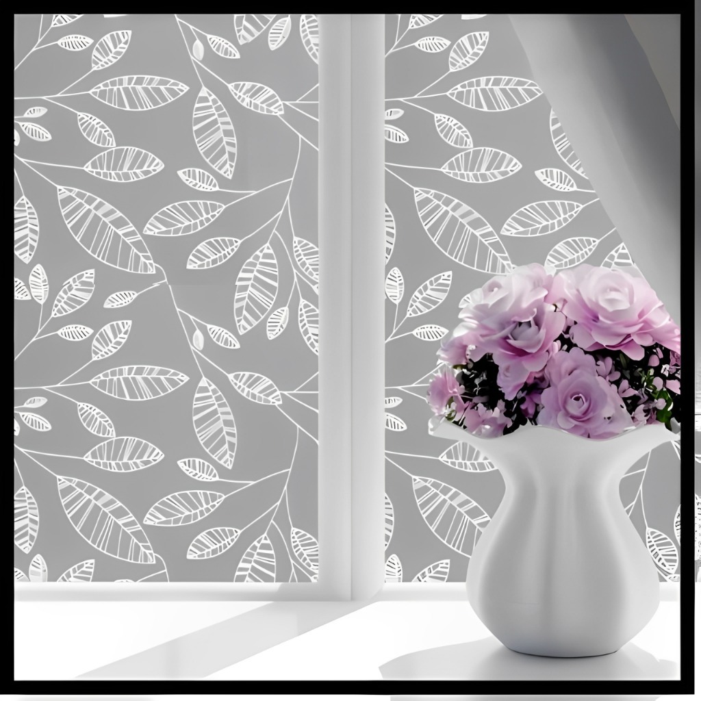 STIKER KACA STICKER KACA MOTIF DAUN TERMURAH KACA FILM MOTIF PELAPIS KACA JENDELA