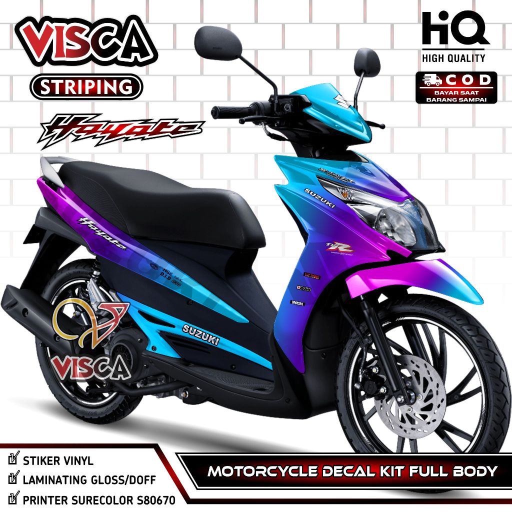 Decal Hayate 125 Full Body - Stiker Hayate Fullbody - Dekal Suzuki Hayate 125 - Striping Hayate Vari