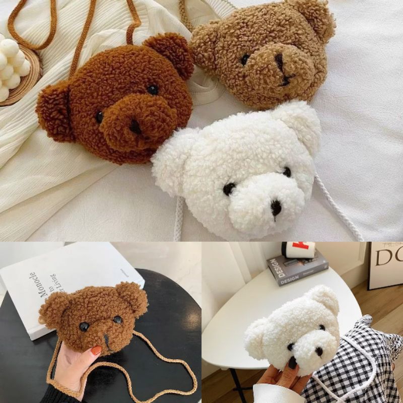 Tas Selempang Mini Boneka Teddy Bear Tas Bahu Teddy Bear Mini Tas Koin Teddy Bear