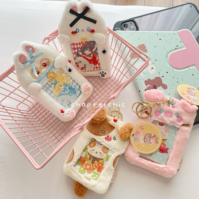 

Sweety Animal Photocard Holder Card Kartu Lanyard Korea Gantungan Kunci Nametag Boneka Kelinci Babi Anjing