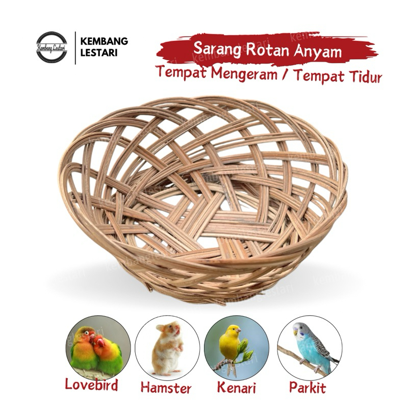 Sarang Hamster Kenari Lovebird Parkit Tempat Mengeram Ayaman Lidi Tempat Tidur Tupai Sugar Glider