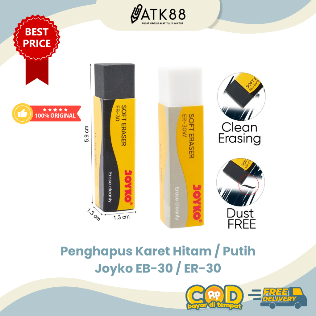 

[ATK88] Penghapus Karet Hitam & Putih Joyko Eb-30 / ER-30 Eraser