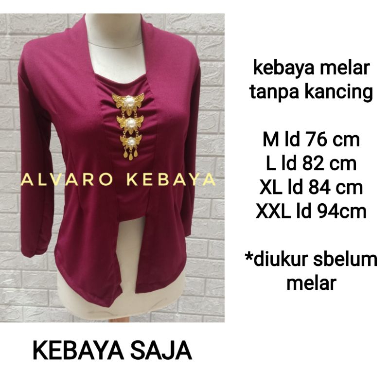 kebaya kaos melar panjang bahan stretch strait kutubaru polos baju modern tradisional