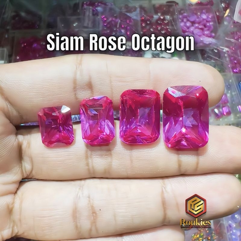 [HANYA BATU] Batu Siam Rose Octagon Cut