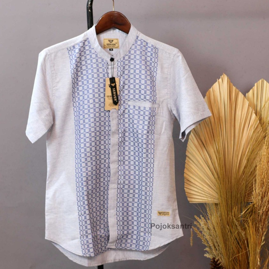 Baju Koko Kemeja Sanghai Oxford Lengan Pendek Pria Dewasa Warna Pastel