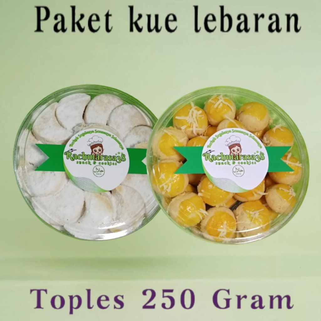 

RACHMARASA38 | Paket Kue Kering | Kue Kering | Kastangel | Kue Kacang Persegi | Toples Bening 250 Gr