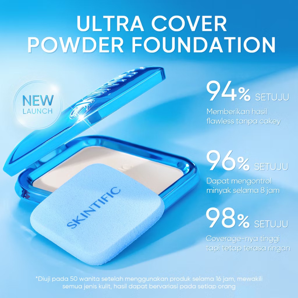 ￼[100% Ori] Skintific Ultra Cover Powder Foundation 9g Matte Fit Bedak Padat High Coverage Make Up S