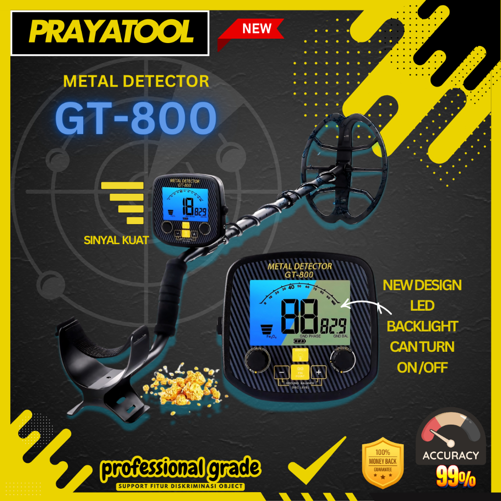Tekpoint GT800 Detektor Logam Profesional Detektor Emas Metal Detector Professional Underground Dept