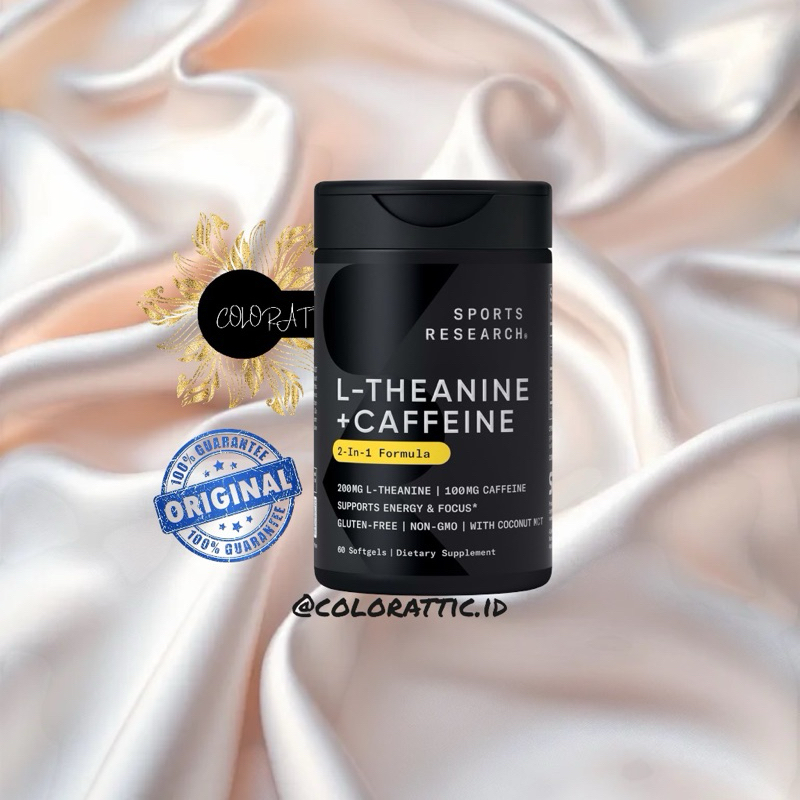 Sports Research L-Theanine Supplement with Caffeine & Coconut MCT Oil - Focused Energy, Alertness & 
