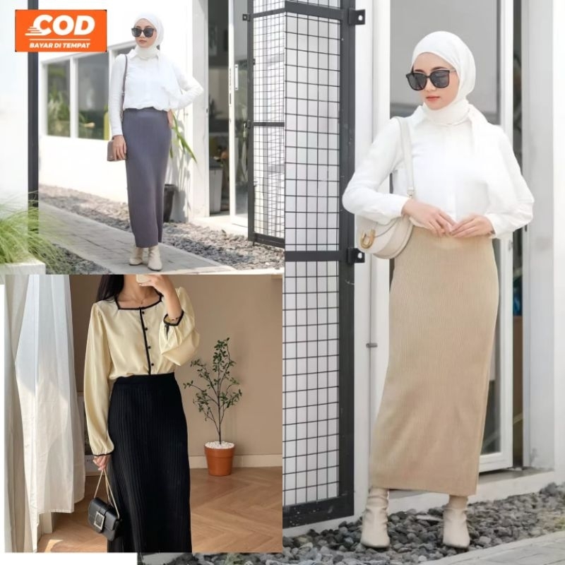 ROK RENNA ROK WANITA IMPORT TERBARU Rok Rajut Panjang RENNA Skirt | Rok Span | PremiumRok