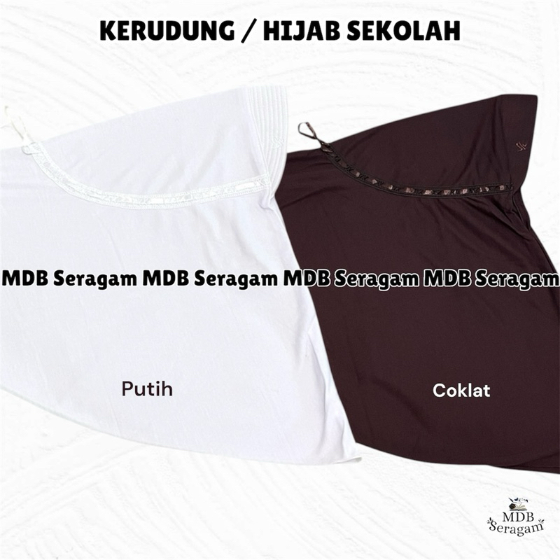 Kerudung Hijab Putih Coklat Anak Sekolah SD SMP SMA