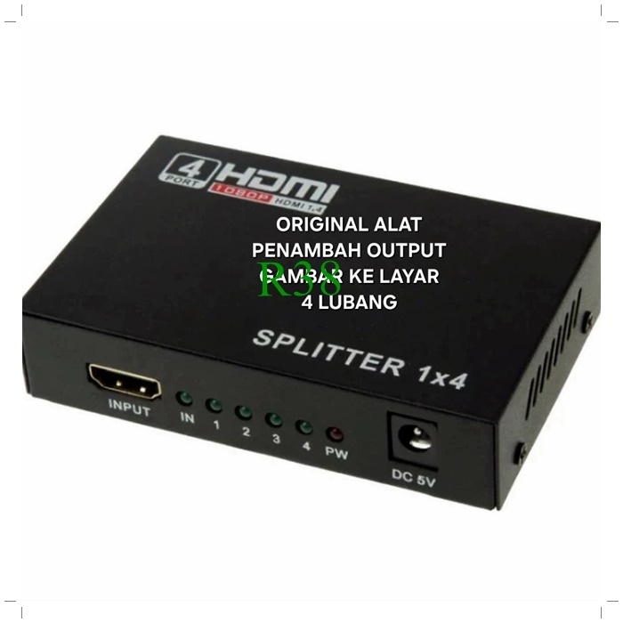 R38 ORIGINAL HDMI SPLITER 4 PORT SOCKET SOKET HD 4K UHD TV GAMBAR ALL RESOLUSI SUPPORT SPLITTER JACK